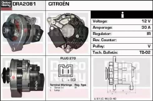 Remy DRA2081 - Генератор www.autospares.lv