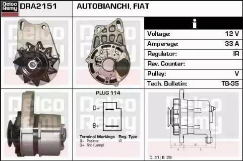 Remy DRA2151 - Генератор www.autospares.lv