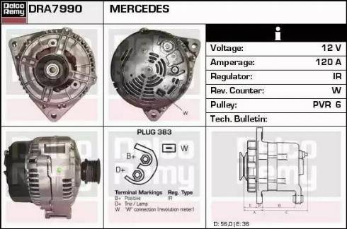 Remy DRA7990 - Генератор www.autospares.lv