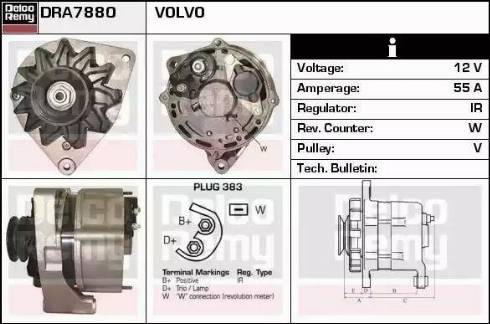 Remy DRA7880 - Генератор www.autospares.lv