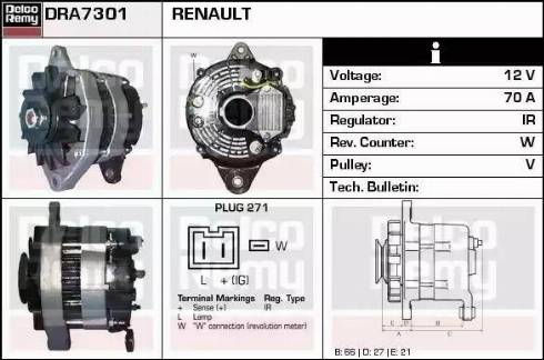 Remy DRA7301 - Генератор www.autospares.lv