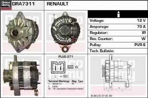 Remy DRA7311 - Alternator www.autospares.lv