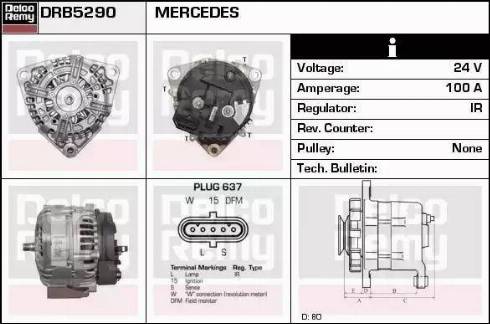 Remy DRB5290 - Генератор www.autospares.lv