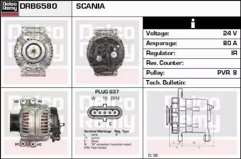 Remy DRB6580 - Генератор www.autospares.lv