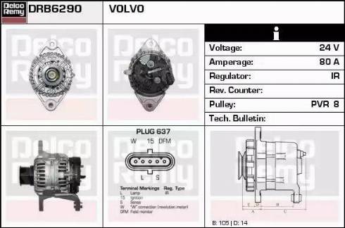 Remy DRB6290 - Генератор www.autospares.lv