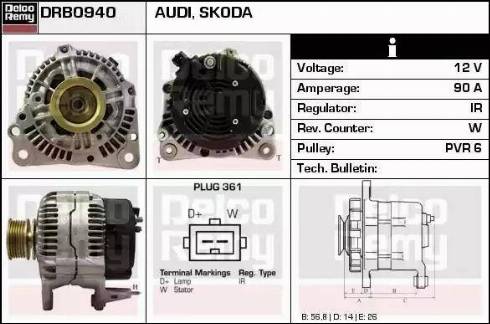 Remy DRB0940 - Генератор www.autospares.lv