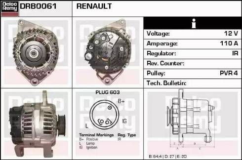 Remy DRB0061 - Генератор www.autospares.lv