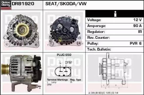 Remy DRB1920 - Генератор www.autospares.lv