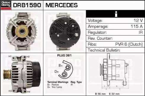 Remy DRB1590 - Генератор www.autospares.lv