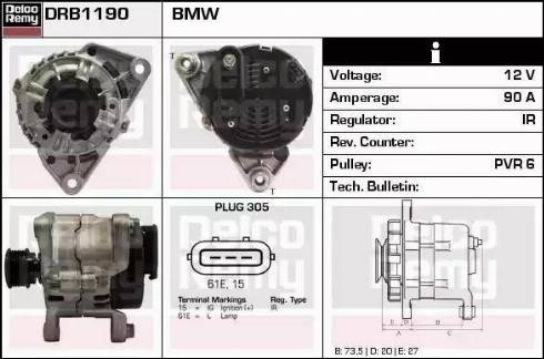 Remy DRB1190 - Генератор www.autospares.lv