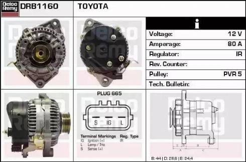 Remy DRB1160 - Alternator www.autospares.lv