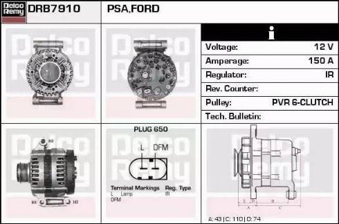 Remy DRB7910 - Ģenerators www.autospares.lv