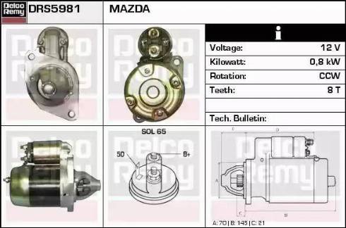 Remy DRS5981 - Стартер www.autospares.lv