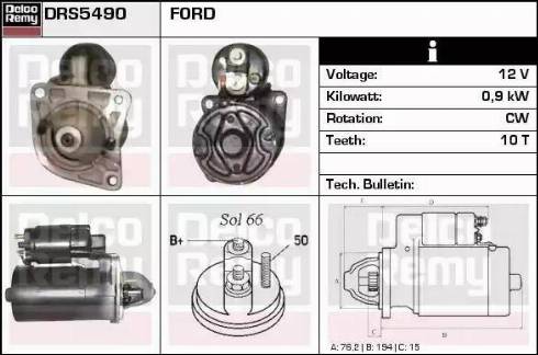 Remy DRS5490 - Starteris www.autospares.lv