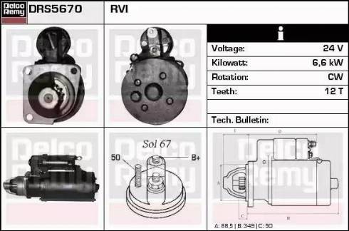 Remy DRS5670 - Стартер www.autospares.lv