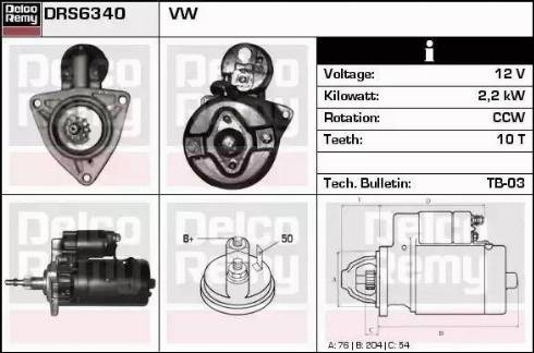 Remy DRS6340 - Стартер www.autospares.lv