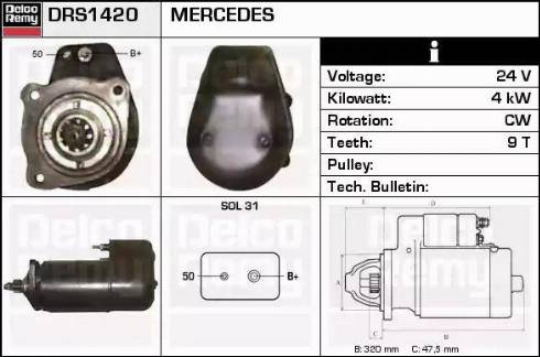 Remy DRS1420 - Стартер www.autospares.lv