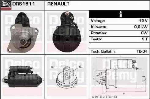 Remy DRS1811 - Стартер www.autospares.lv