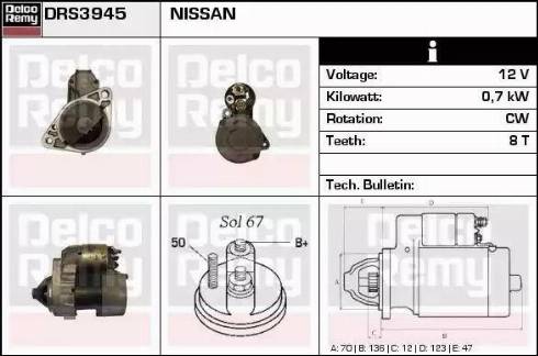 Remy DRS3945 - Starter www.autospares.lv