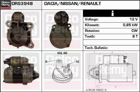 Remy DRS3948 - Starter www.autospares.lv