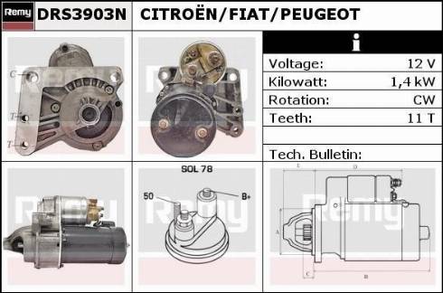 Remy DRS3903N - Стартер www.autospares.lv