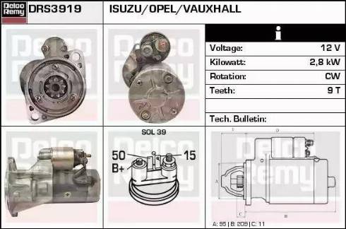 Remy DRS3919 - Стартер www.autospares.lv