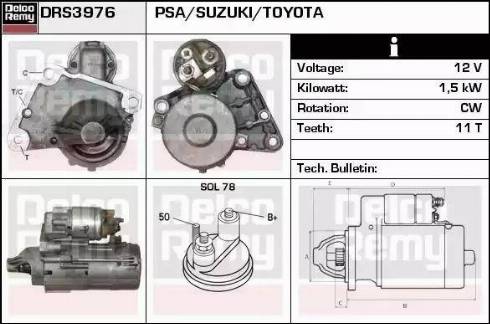 Remy DRS3976 - Стартер www.autospares.lv