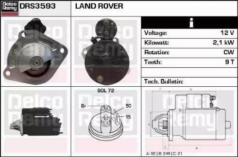 Remy DRS3593 - Стартер www.autospares.lv