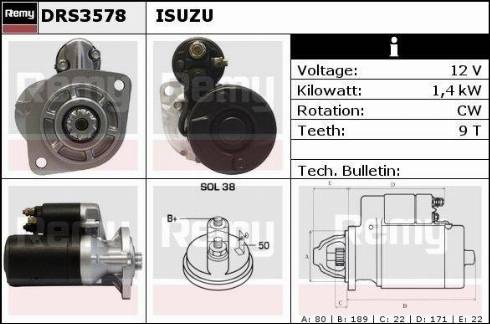 Remy DRS3578 - Starteris autospares.lv