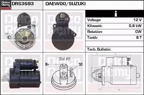 Remy DRS3693 - Стартер www.autospares.lv