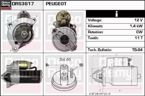 Remy DRS3617 - Стартер www.autospares.lv