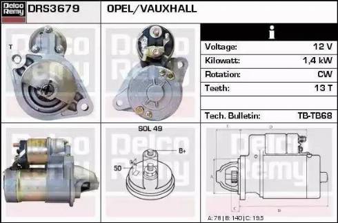 Remy DRS3679 - Стартер www.autospares.lv