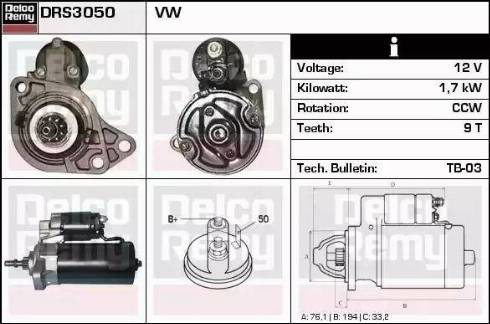 Remy DRS3050 - Starteris autospares.lv