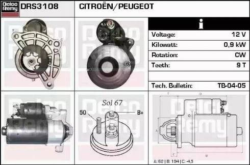 Remy DRS3108 - Starter www.autospares.lv