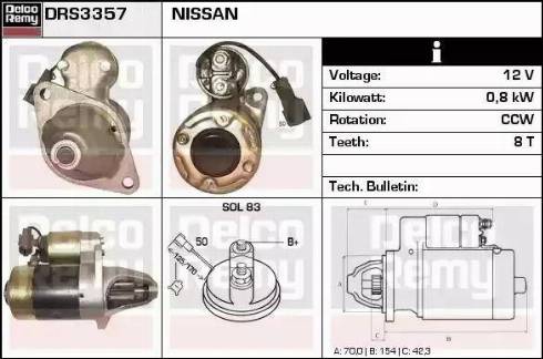 Remy DRS3357 - Starter www.autospares.lv