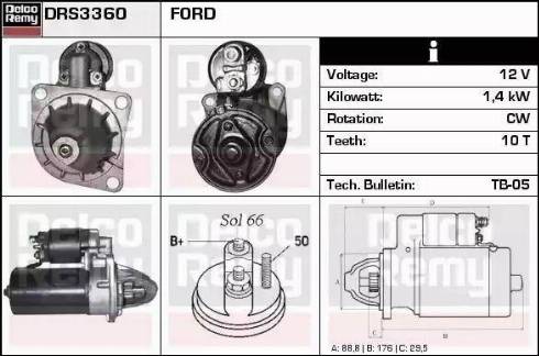 Remy DRS3360 - Стартер www.autospares.lv