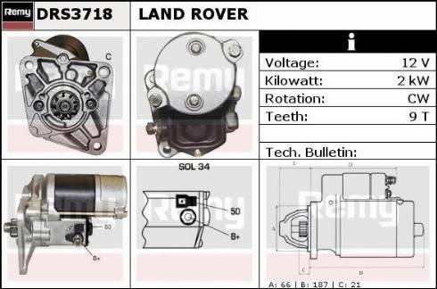 Remy DRS3718X - Стартер www.autospares.lv