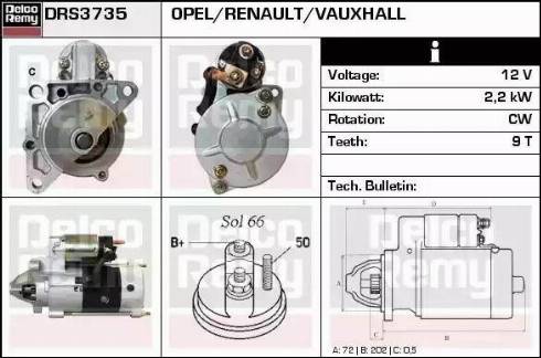 Remy DRS3735 - Стартер www.autospares.lv