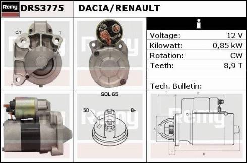 Remy DRS3775X - Starteris www.autospares.lv