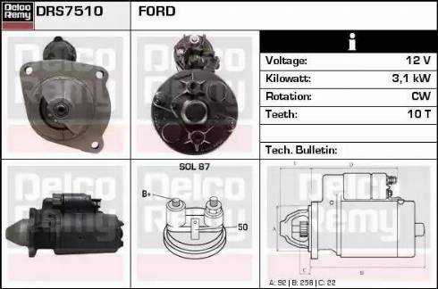 Remy DRS7510 - Стартер www.autospares.lv