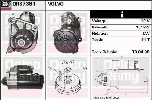 Remy DRS7381 - Стартер www.autospares.lv