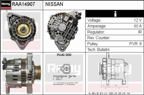 Remy RAA14907 - Alternator www.autospares.lv