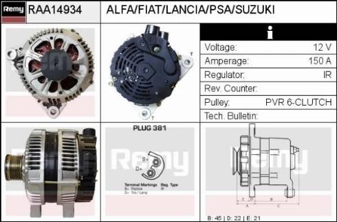 Remy RAA14934 - Alternator www.autospares.lv