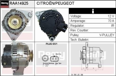 Remy RAA14925 - Генератор www.autospares.lv