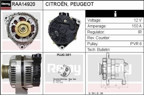 Remy RAA14920 - Генератор www.autospares.lv