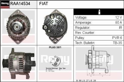 Remy RAA14534 - Ģenerators www.autospares.lv