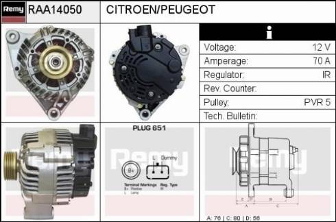 Remy RAA14050 - Генератор www.autospares.lv