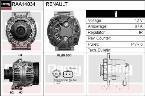 Remy RAA14034 - Ģenerators autospares.lv