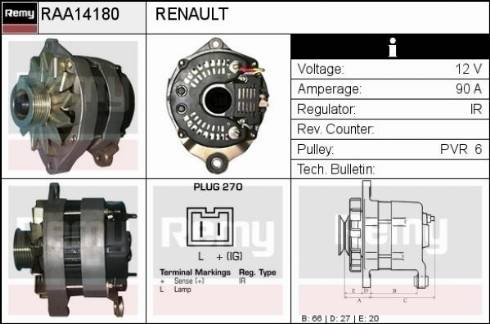 Remy RAA14180 - Alternator www.autospares.lv