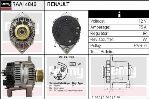 Remy RAA14846 - Генератор www.autospares.lv